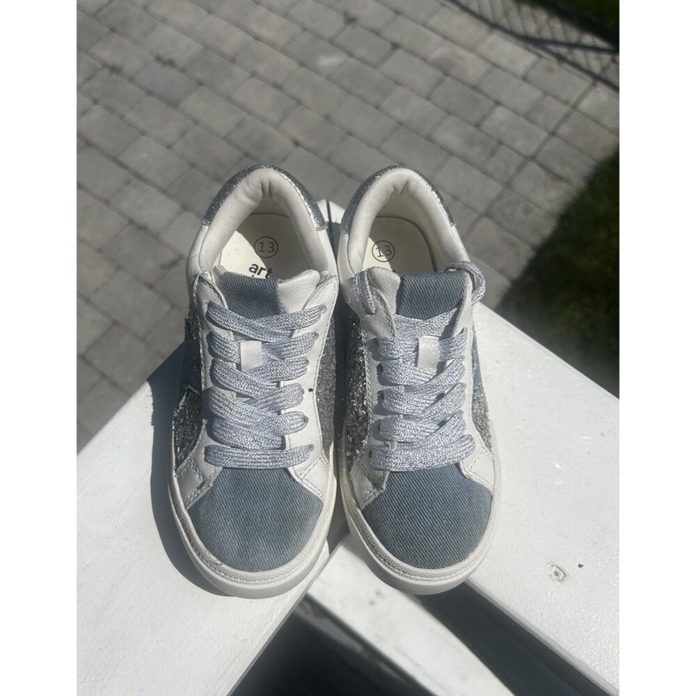 Art Class Girls Silver Glitter Star Sneakers Size 13